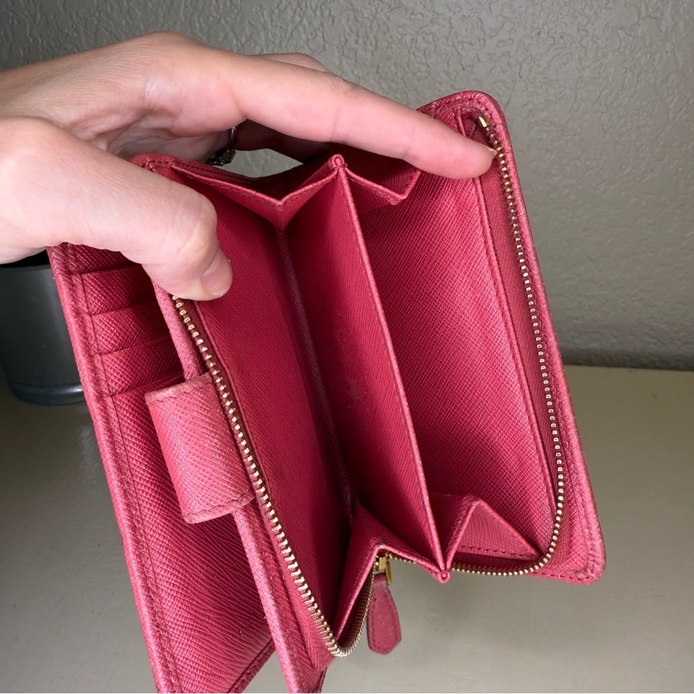 PRADA - Saffiano Leather Bifold Wallet - Pink - 62A - Picture 8 of 16